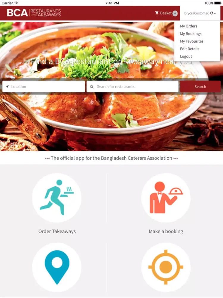 Tangkapan layar BCA Restaurants and Takeaways iPad 