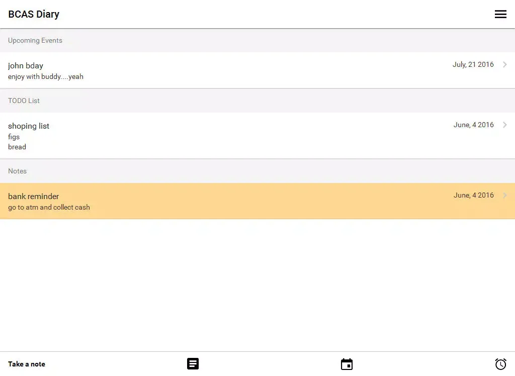 BCAS e-diary iPad  Ekran Görüntüleri