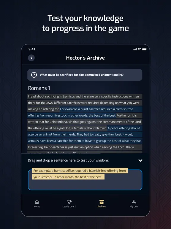 Bible X Game: Unit App iPad  Screenshots