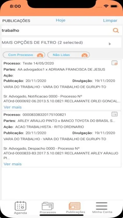 Tangkapan skrin GOJUR Software Jurídico