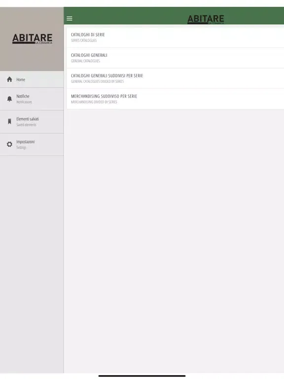 Tangkapan layar Abitare App iPad 