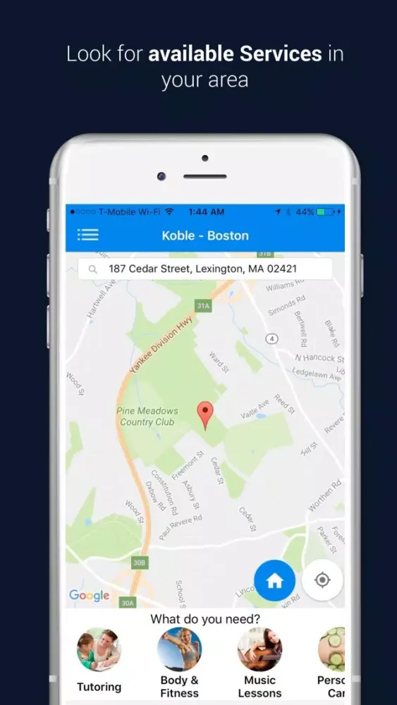 Capturas de tela do Koble App