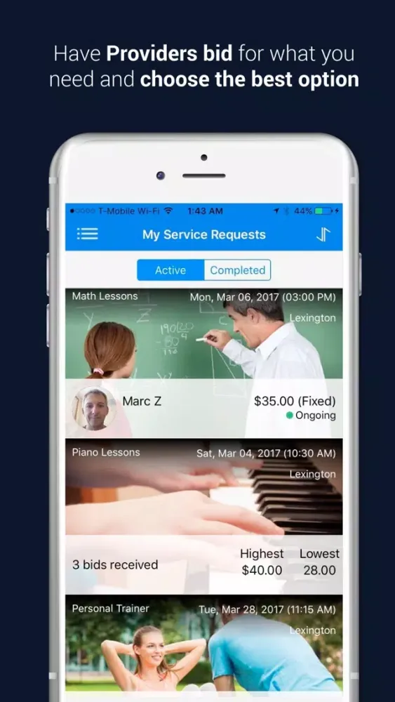 Capturas de tela do Koble App