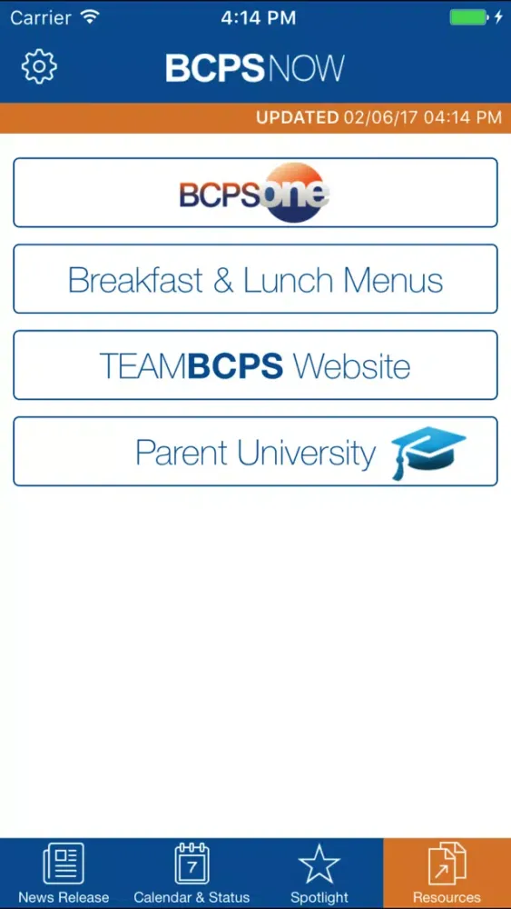 Capturas de tela do BCPS Now