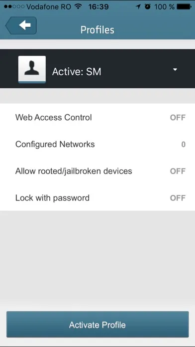 Ảnh chụp màn hình của GravityZone Mobile Client