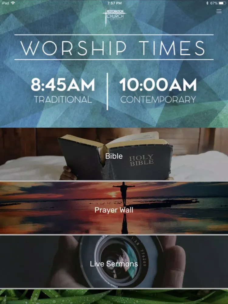 Скриншоты Restoration Church Centerville iPad 