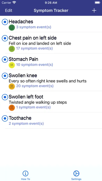 ภาพหน้าจอของ Symptoms Tracker