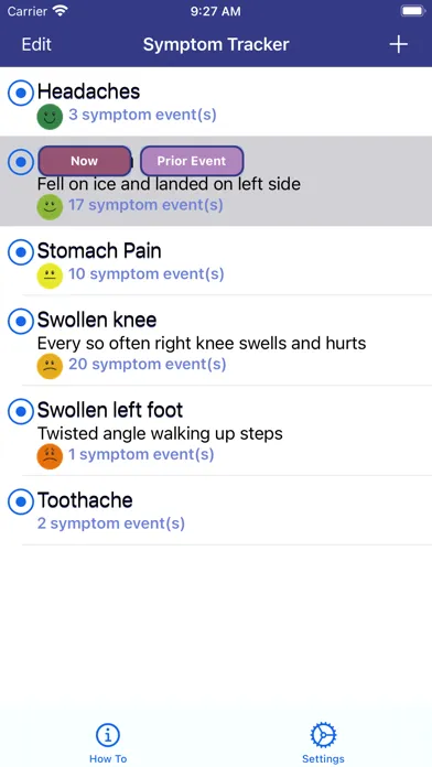 ภาพหน้าจอของ Symptoms Tracker