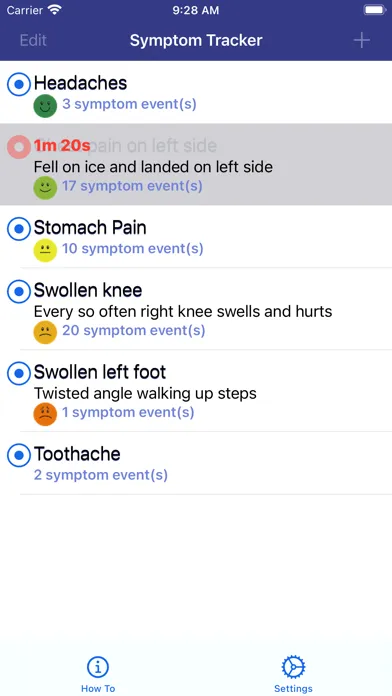 ภาพหน้าจอของ Symptoms Tracker