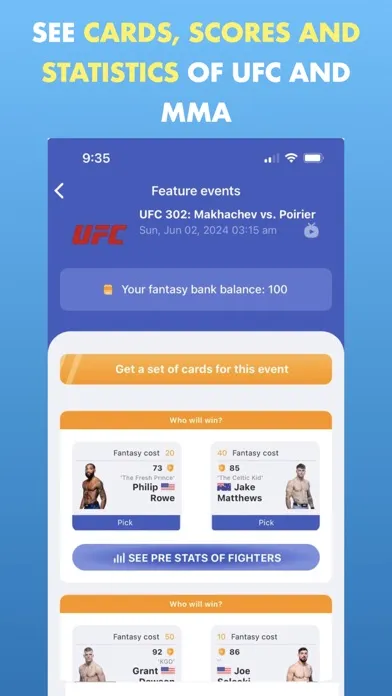 Ảnh chụp màn hình của Stats Fight: MMA Picks & Score