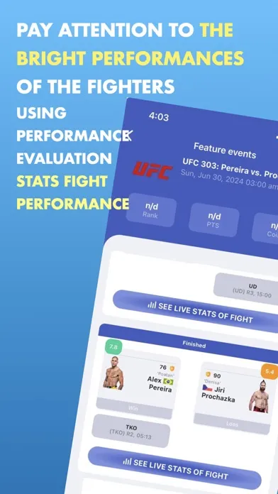 Ảnh chụp màn hình của Stats Fight: MMA Picks & Score