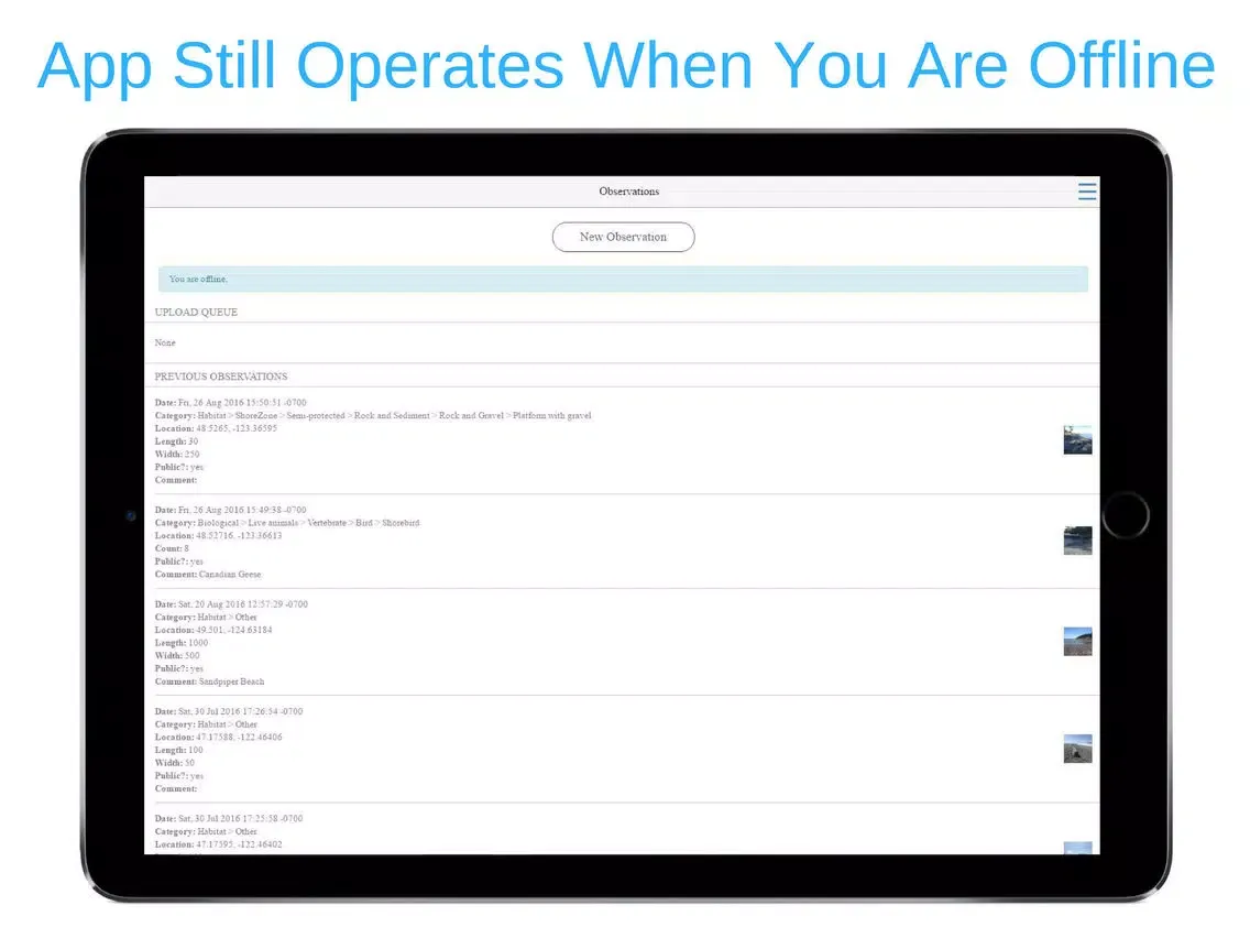 Tangkapan layar Beach Observer: Observe, Record, Monitor iPad 