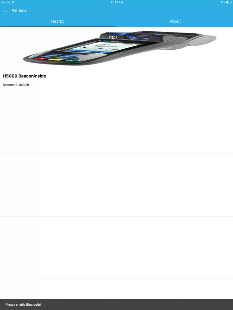Tangkapan skrin Verifone Beacon App iPad 