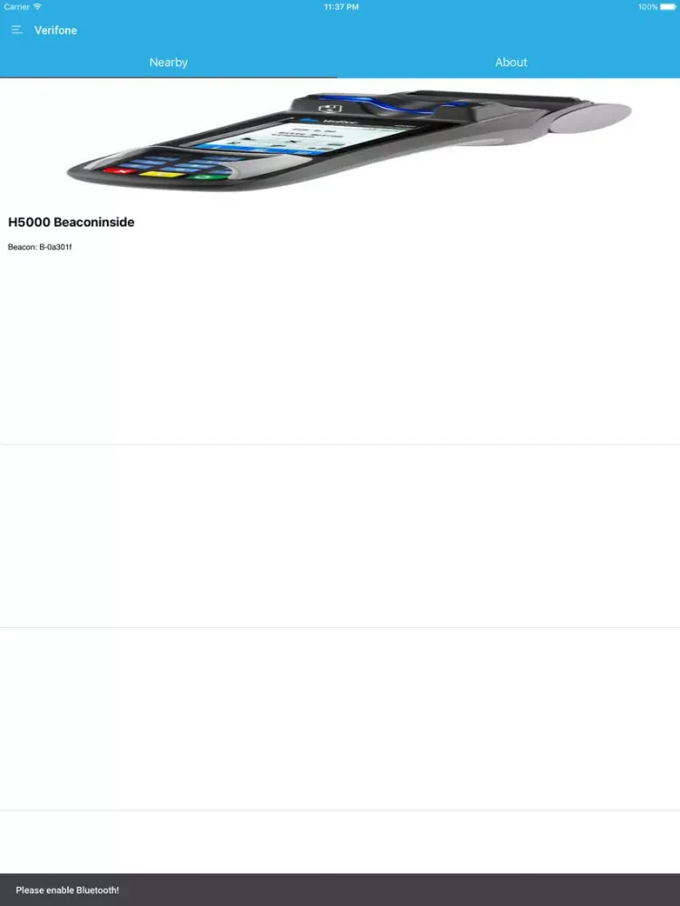 Tangkapan skrin Verifone Beacon App iPad 