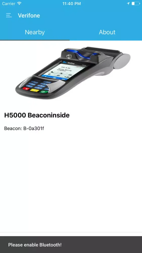 Tangkapan skrin Verifone Beacon App
