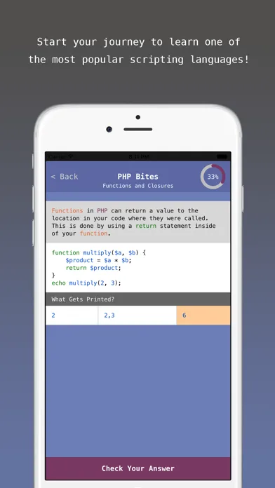 PHP Bites - Learn How to Code in PHP with Interactive Mini Lessons Screenshots