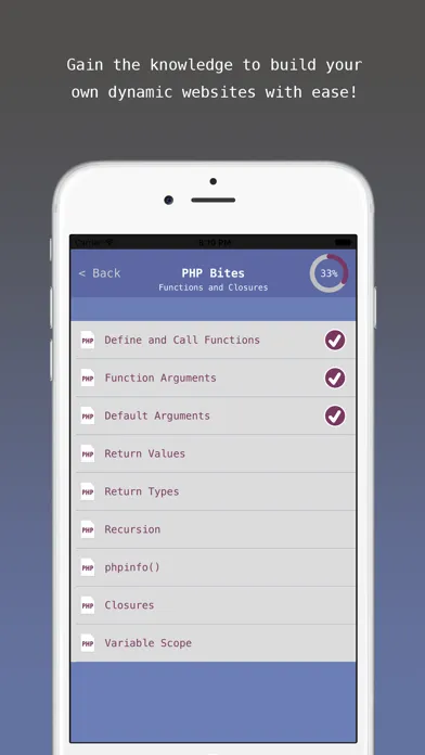 PHP Bites - Learn How to Code in PHP with Interactive Mini Lessons Screenshots