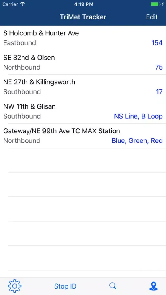Ảnh chụp màn hình của TriMet Tracker