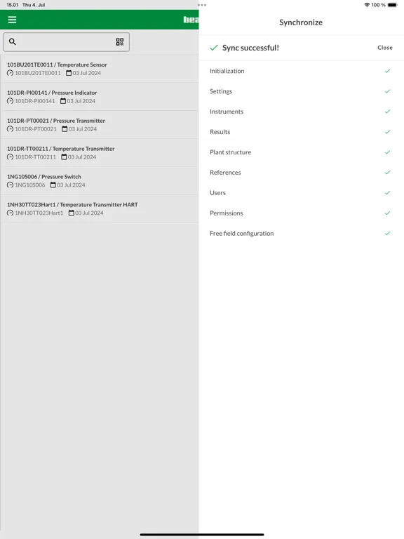 Screenshot di Beamex bMobile iPad 