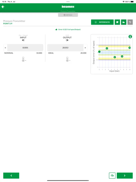 Screenshot di Beamex bMobile iPad 