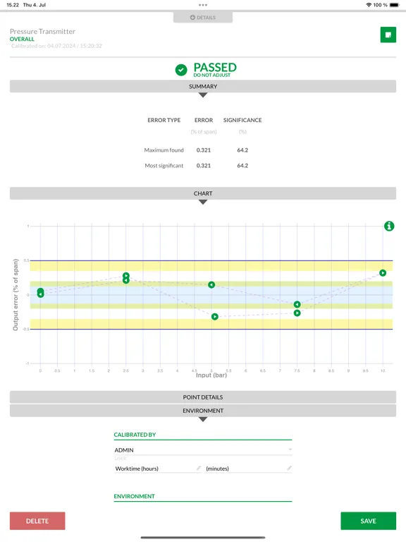 Screenshot di Beamex bMobile iPad 