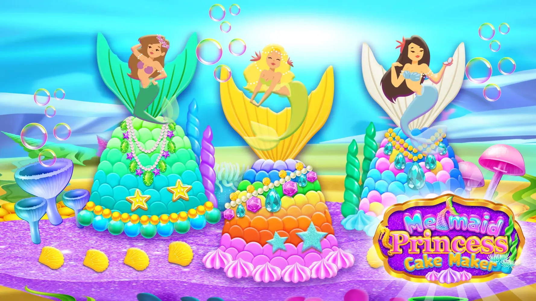 Mermaid Glitter Cake Maker स्क्रीनशॉट