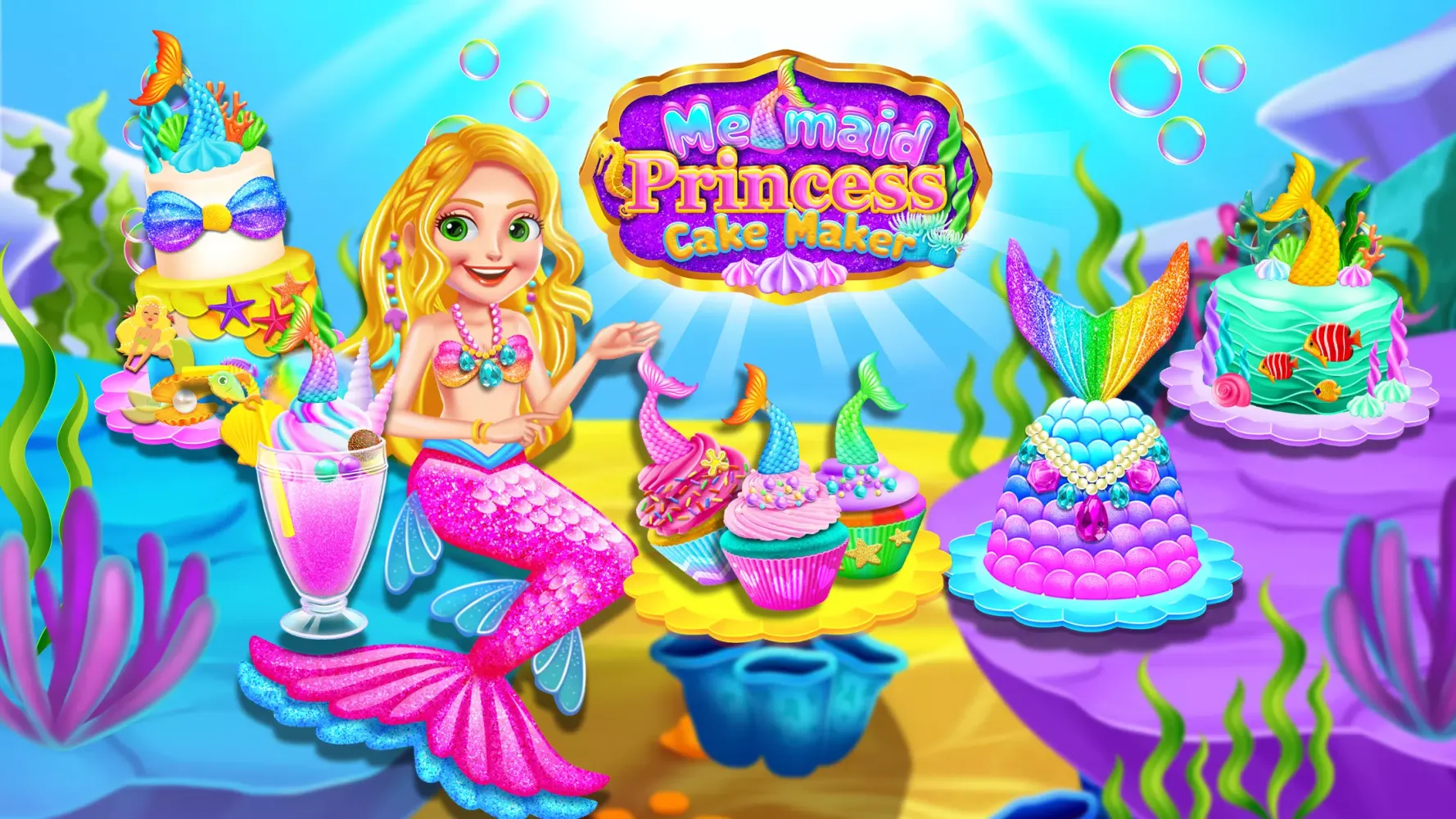 Mermaid Glitter Cake Maker स्क्रीनशॉट