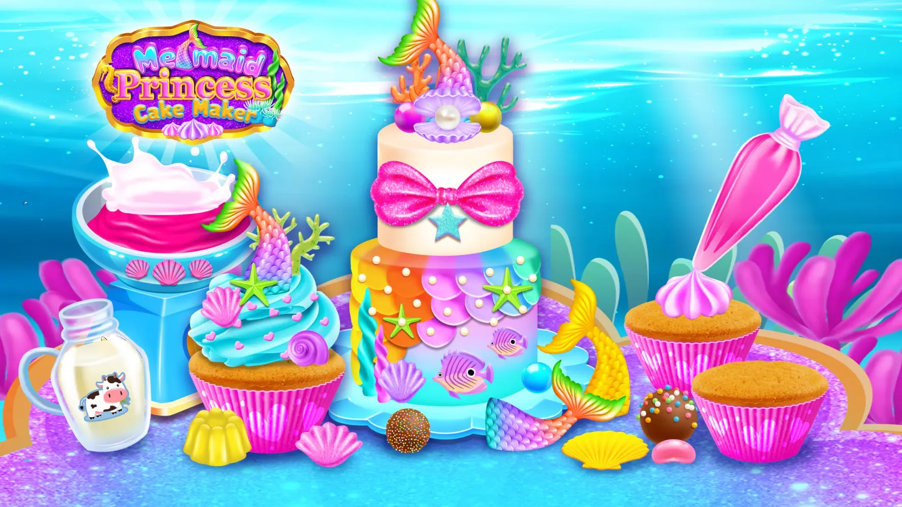 Mermaid Glitter Cake Maker स्क्रीनशॉट