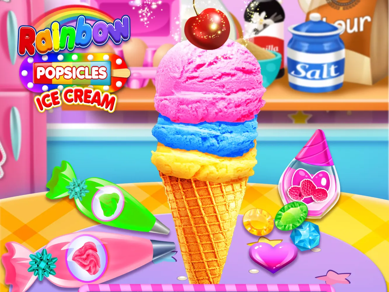 Tangkapan skrin Rainbow Ice Cream Popsicles