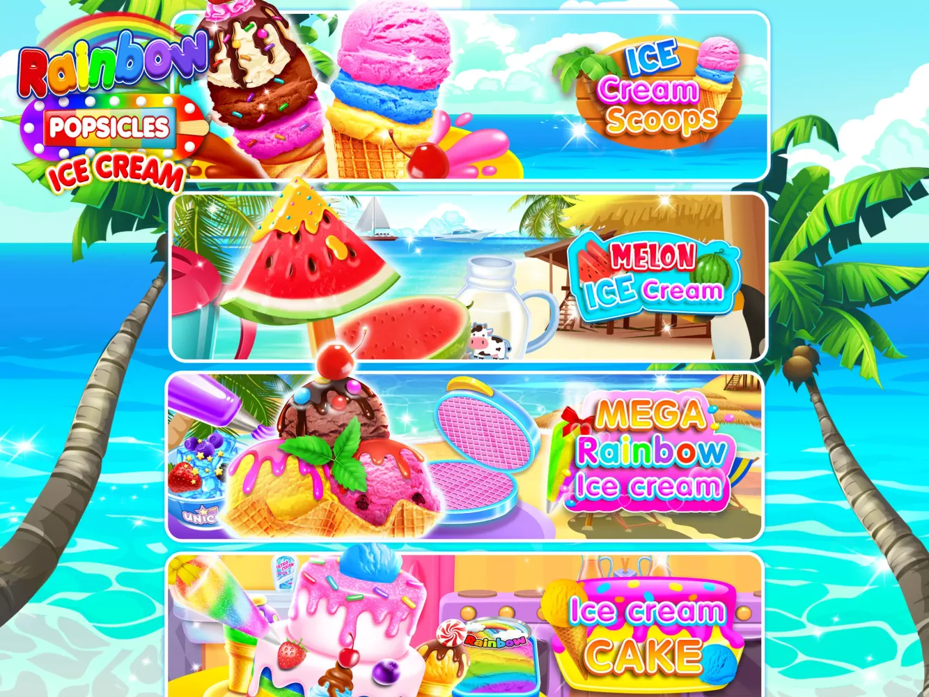Tangkapan skrin Rainbow Ice Cream Popsicles