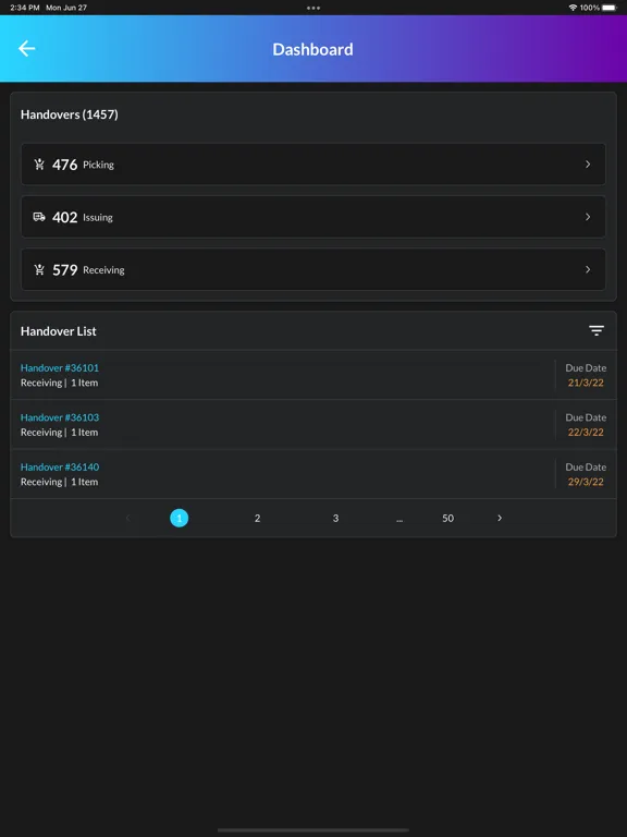 Capturas de tela do ETM.next iPad 