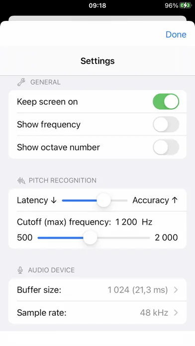 Ảnh chụp màn hình của Transposable Chromatic Tuner