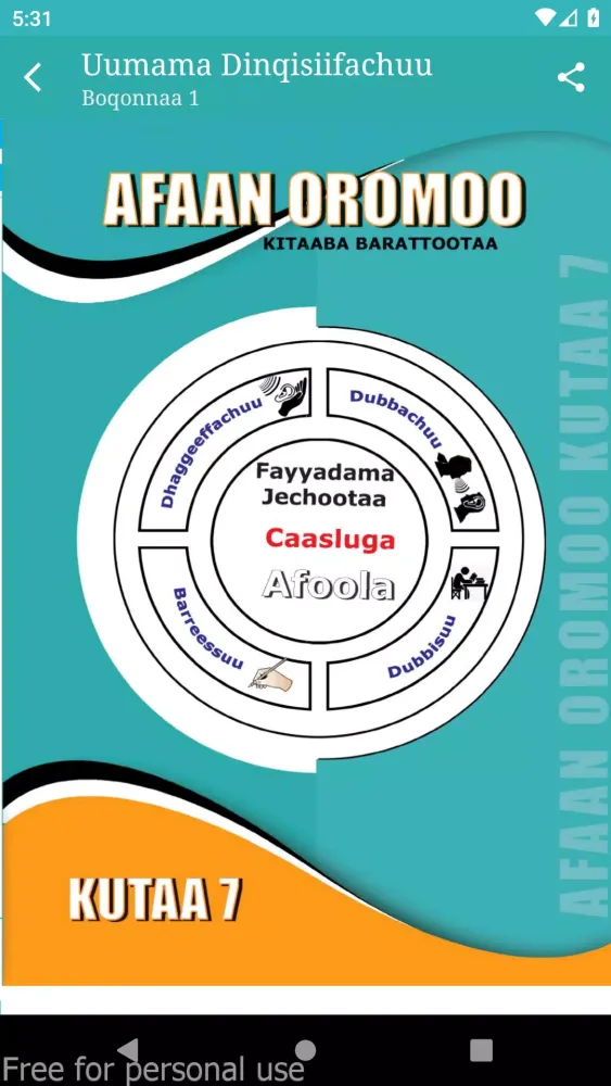 Zrzuty ekranu Afaan Oromoo Kutaa 7ffaa