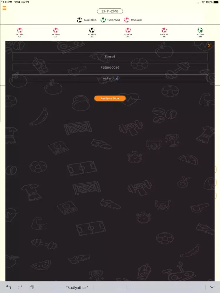 Capturas de tela do Turf Booking Admin iPad 