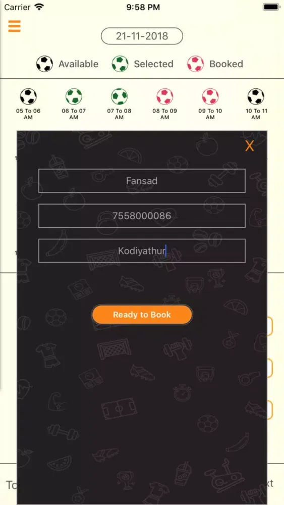 Capturas de tela do Turf Booking Admin