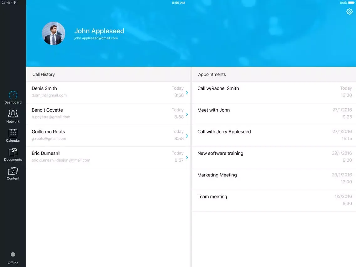 Tangkapan layar SeenLive iPad 