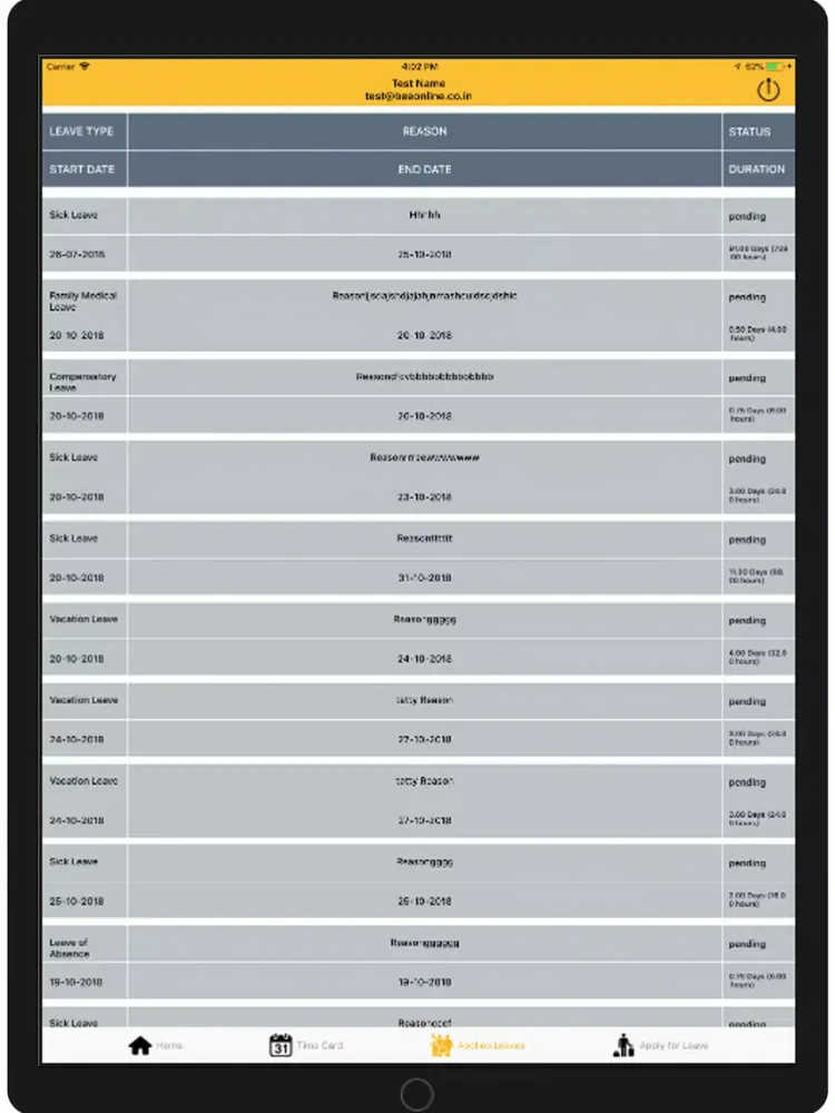 Bee Online Attendance System iPad  스크린샷