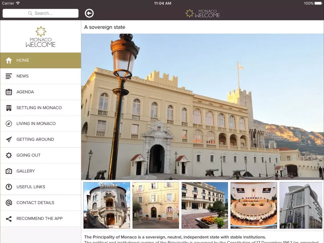 Monaco Welcome iPad  스크린샷