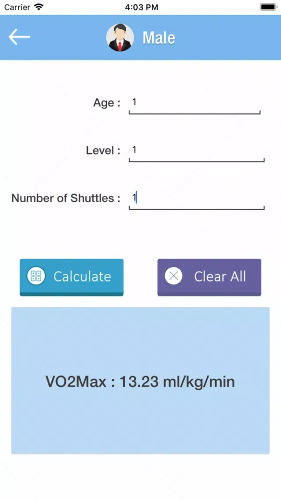 Bleep Test Calculator : Unit Screenshots