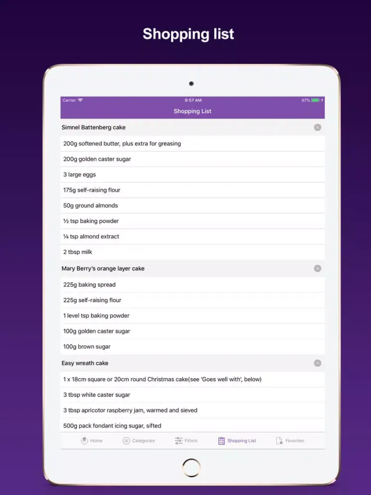 Cakes & baking recipes iPad  Screenshots