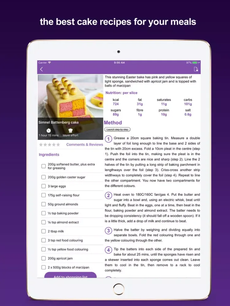 Cakes & baking recipes iPad  Screenshots