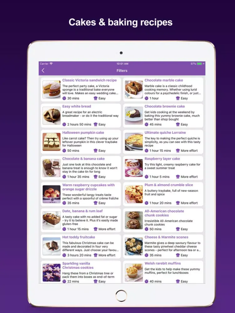 Cakes & baking recipes iPad  Screenshots
