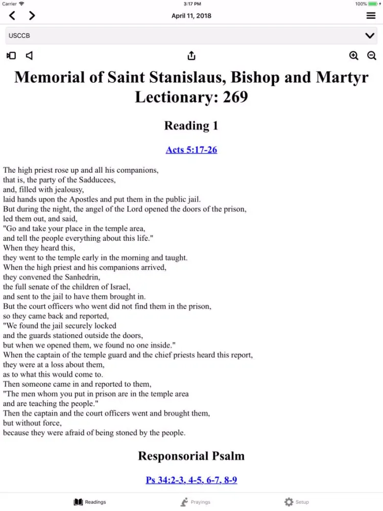 Tangkapan skrin Mass Readings and Prayers iPad 