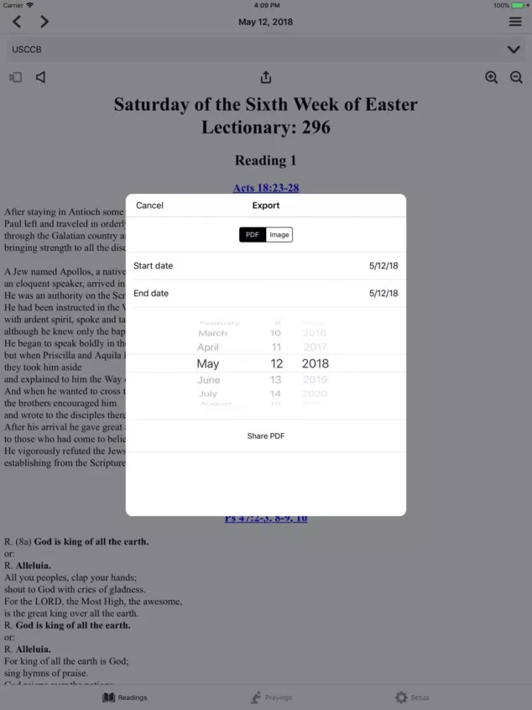Tangkapan skrin Mass Readings and Prayers iPad 