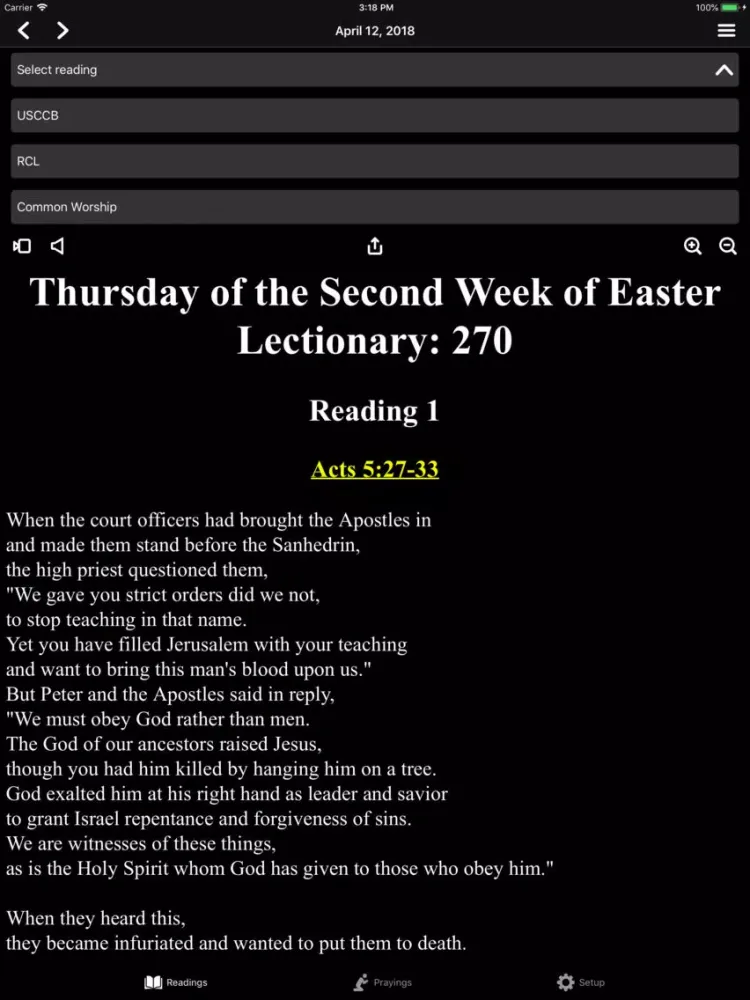 Tangkapan skrin Mass Readings and Prayers iPad 