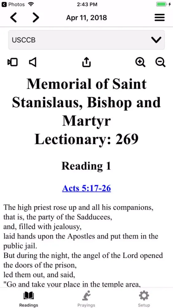 Tangkapan skrin Mass Readings and Prayers