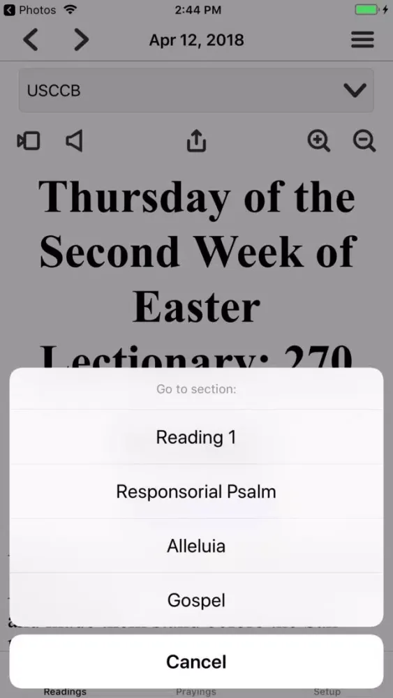 Tangkapan skrin Mass Readings and Prayers