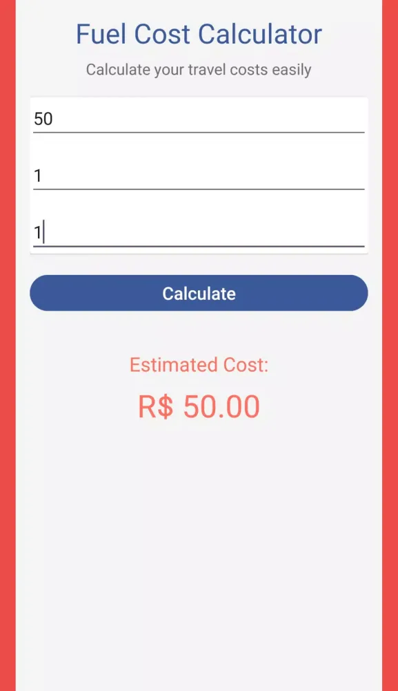 ภาพหน้าจอของ Fuel Calculator Cost Estimator