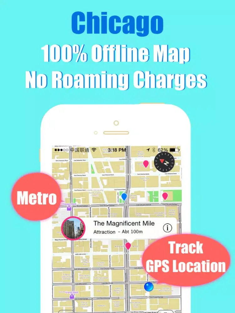 Chicago travel guide with offline map and Illinois cta subway transit by BeetleTrip iPad 應用截圖
