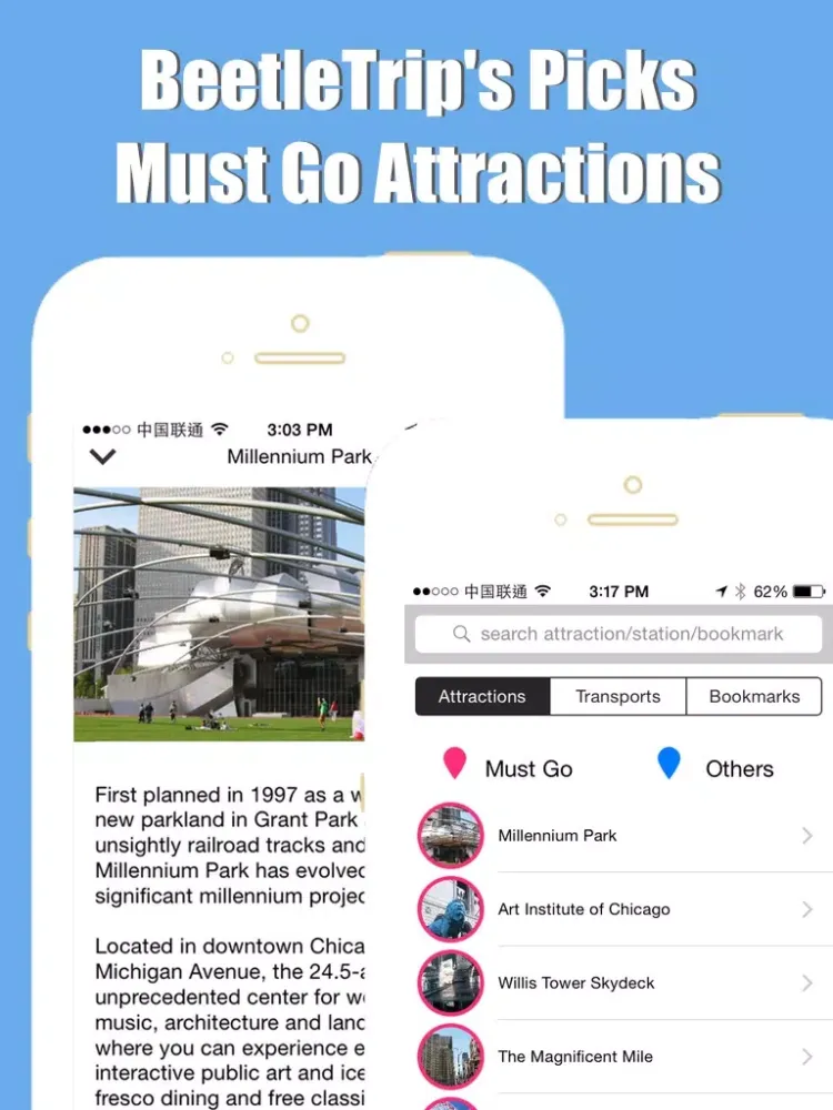 Chicago travel guide with offline map and Illinois cta subway transit by BeetleTrip iPad 應用截圖
